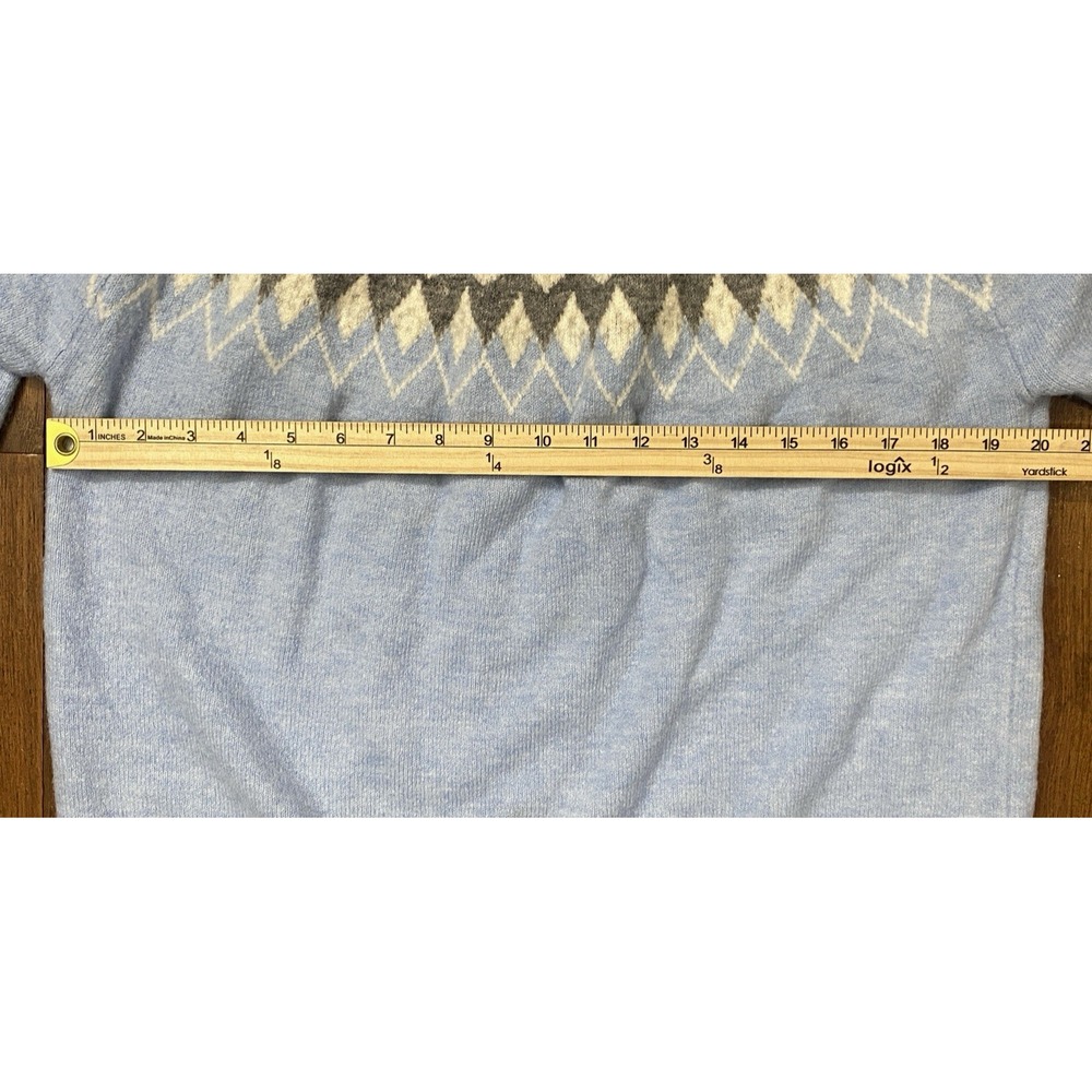 Women's Light Blue Fair Isle Nordic Geometric Knit Mock Neck Sweater Size Large - Picture 5 of 7
